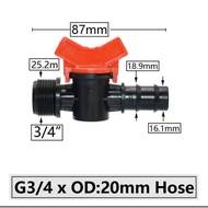 3/ 4"-20mm Water Valve 3/ 4" inch Outer Thread to 20mm PE Hose Outer Diameter