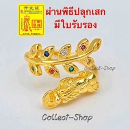 Collect-Shop แหวนทองปี่เซียะ 24k(ฟรีไซต์) แหวนใบมะกอก แหวนพลอยนพเก้า พลอยมงคล9สี เรียกทรัพย์ รับโชค ดูดเงินทอง