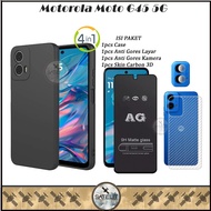 4in1 Tempered Glass Case Package AG Motorola Moto G45 5G G35 5G G34 5G G14 Softcase Black Cover