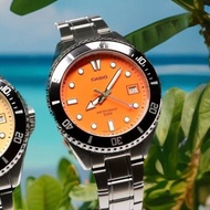 Casio MDV-10D-4A1 Duro Orange Analog Rotating Bezel Stainless Steel Petite Small Size 38mm Men's Wat