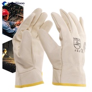 NOBELJIAOO 1Pair Cowhide Electric Welding Protective Gloves Wear-Resistant Anti-Scald Industrial Pro