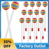 14 Pcs Lollipop Drum Mallet Sticks Round Rainbow Hammer Percussion Sticks Plastic Drumsticks for Kid