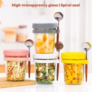 350ml Breakfast Oatmeal Cup Glass Cereal Yogurt Cup 2in1 Glass Oatmeal Cup with Spoon Portable Oat C