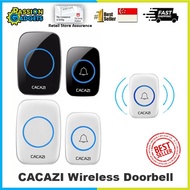 SGSeller CACAZI Easy Installation Waterproof Wireless Doorbell Smart Digital Remote Door Bell Battery Powered 300m Range