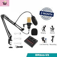 Professional V8 + BM800 PC Voice Chat Singing Live Sound Card 1 Set Broadcast USB Headset