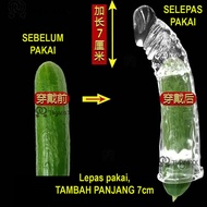 Hanismanis Tambah Panjang Condom Extender Elastic Penis Extension Sleeve Reusable Soft Delay Condom 