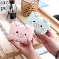 ✢∏Dompet babi kartun kecil dompet wanita kulit lembut pendek pelajar Korea pelbagai fungsi dompet ke