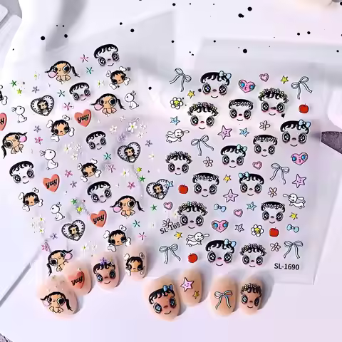 5pcs Cartoon Anime Yuy Nail Art Sticker Notebook Planner Decals 5D Embossed Nail Stickers