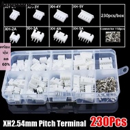 AOMSOM 230Pcs 2.54mm Pitch Terminal, Housing Kit Male And Female Pin Connector, XH2.54 2p 3p 4p 5pin