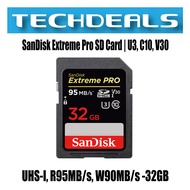 SanDisk Extreme Pro SD Card | U3, C10, V30, UHS-I, R95MB/s, W90MB/s - 32GB