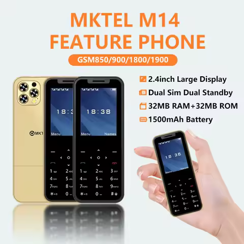 MKTEL M14 feature phone 2.4 inches 1500mAh battery 32MB+32MB dual SIM GSM phone supports 10 language