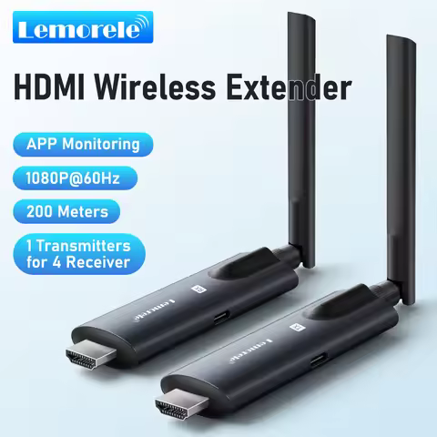 Lemorele 5G 200M Wireless HDMI Transmitter and Receiver Meeting Bluetooth Transmitter Audio for Lapt