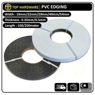 TOP🇲🇾 0.5mm PVC Edging Banding for Wood Plywood MDF Sisi Papan (19mm/22mm/29mm/40mm/54mm) (White/Bla