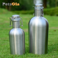 PETSOLA 1000ml Swing Top Hip Flask Stainless Steel Home Brew Beer Growler Bottle