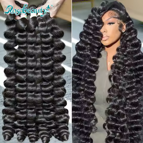 Loose Deep Wave 28 30 Inch Indian Remy Raw Virgin Unprocessed Human Hair Loose Wave Extensions 1 2 3