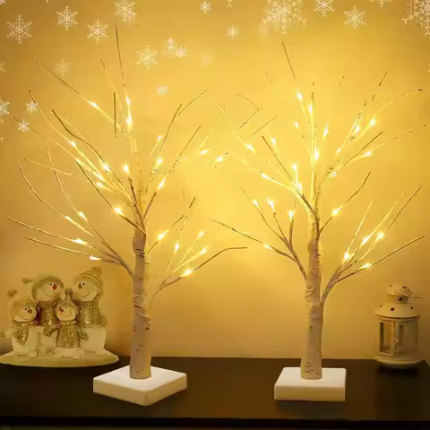 1/2/4PCS LED Tree Lights Christmas Halloween Remote Control Birch Tree Home Decoration Lights Indoor