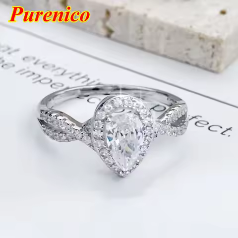 Luxury Moissanite Rings for Women 1ct Pear Original s925 Sterling Silver Jewelry Women's Moissanite