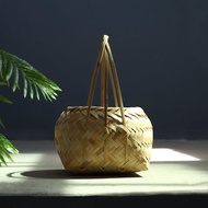 Bamboo Woven Big Basket Basket Egg Basket, Big Fruit, Bamboo Basket with Handle T012, Gift Basket, G