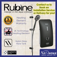 Rubine 933S White / Black Instant Water Heater with Shower Holder Set [Optional : Basic Installation]