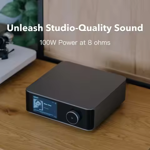 USA Stock 100W Streaming Amplifier with Premium ESS ES9039Q2M DAC Dual TPA3255 Amps RoomFit EQ Touch