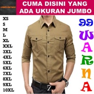 KEMEJA 10XL 9XL 8XL 7XL 6XL 5XL 4XL 3XL XXL XL LMS XS Long Shirt Basic Plain Hem Men's Shirt Jumbo B