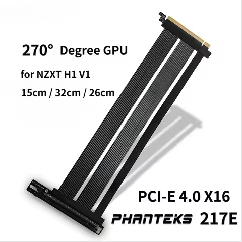 PHANTEKS 217E-V1/V2 NZXT H1 Chassis PCI Express 4.0 X16 Riser Cable 270° Reverse GEN 4 Extension Cab