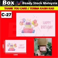 Kad Terima Kasih Thank You Card 100pcs Greeting Card Wishes Card Happy Birthday Message Card