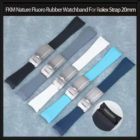 FKM Nature Fluoro Rubber Watchband For Rolex Strap 20mm Submariner Daytona OYSTERFLEX GMT Wristband 