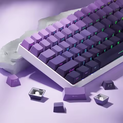 135 Keys Side Printed PBT Keycaps Gradient Purple Double Shot Shine Through Keycaps OEM Profile for 