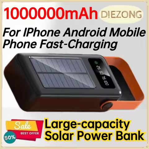 1000000mAh Large‑capacity Solar Power Bank for IPhone Android Mobile Phone Fast‑Charging Power Bank