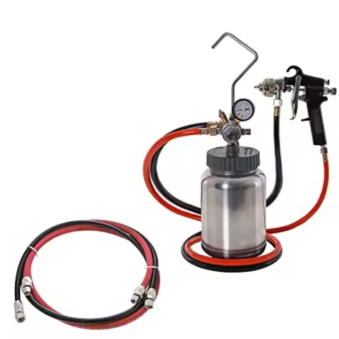 2 Quart Paint Pressure Pot with Spray Gun and 5 Foot and 6 Foot Air and Fluid Hose Assemblies