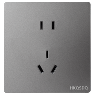 HKQSDQ 奇胜开关插座灰色墙面插板16a空调三孔电源一开双控五孔黑色插座面板 五孔插座