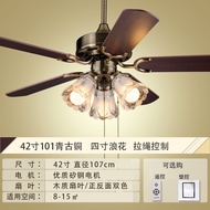 [ST]💘Yongyi Yufeng 【Package Installation】Ceiling fan lights42Inch101Restaurant Fan Lamp Retro Wood Leaf Electric Fan Lam