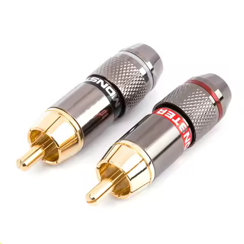 4/8/12PCS 24K Gold RCA Male Adapter Non Solder Connector for Audio Video CCTV IP Camera Security Coa