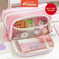 Kawaii Pencil Cases Large capacity With Brooch Cute Pen Holder for Students Back to School Supplies 