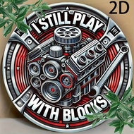 'I Still Play with Blocks' Durable Vintage Aluminum Sign - Retro, Ideal for Home, Office, Garage Dec