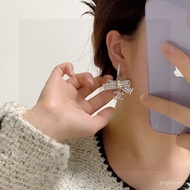 Full Diamond Pearl Bow Earrings Brass Material Simple Generous HN6O