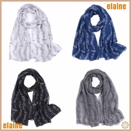 ELAINE Musical Note Print Scarf, Colorful 180*80cm Musical Note Floral Shawl,  Cotton Voile Casual B