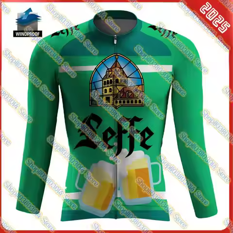 2025 Leffe Belgium Drink Cycling Jersey Windbreaker Long Maillot Rode Bicycle Clothes Top Ropa Cicli
