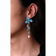 Retro Imitation Dot Emerald Burnt Blue Iris Tassel Earrings Earrings New Chinese Style Non-Legacy Ha