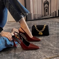 Pointed Toe High Heels Women Sexy Toe-Baotou Catwalk Sandals Patent Leather Stiletto Super High Heel