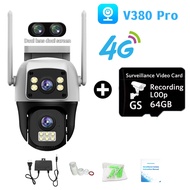 Kamera CCTV V380 Pro WIFI CCTV dengan SIM 4G 3 lensa 3 layar zoom 10X kejernihan 4K sambung 360° ke