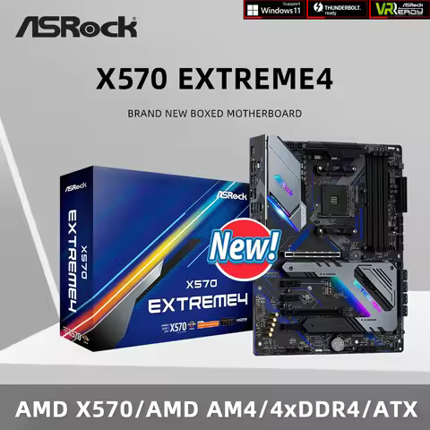 ASRock Brand New X570 EXTREME4 Motherboard Support 5600G 5700X3D 5800X3D CPU DDR4 4800MHz M.2 HDMI X