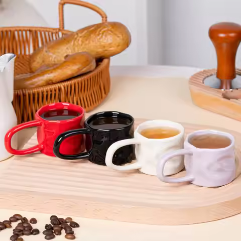 Espresso Cups Small Coffee Ceramic Cup 2.7 oz Espresso Mugs High Temperature Fired Long Handled Coff