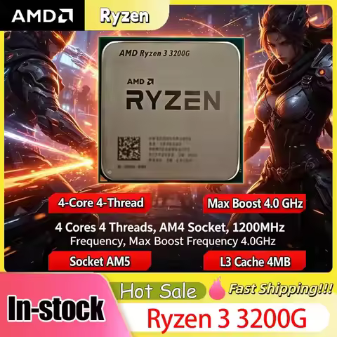 AMD Ryzen 3 3200G 3.6GHz Up To 4.0GHz 4C4T 65W AM4 CPU Radeon Vega 8 Graphics Unlocked Budget Gaming