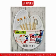 V-tec Palette RD 1725 Painting Palette Set + Brush 6Pcs White Oval Plastic Palette/ RD-1725 BR Paint