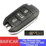 Jenama Baificar Tulen 3 Butang 46 Cip Kunci Flip Jauh Kunci Kereta Lipat 434MHz 5FA010 Untuk Peugeot