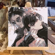 盜墓筆記DIY數字油畫 張起靈黑花二次元卡通手繪裝飾畫- FC820 20*20cm內框+背板+顏料+畫筆