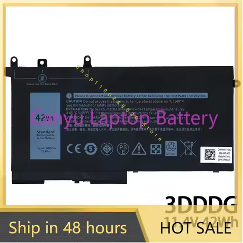 3DDDG For Latitude E5280 E5480 5288 5580 5490 5491 5591 5495 080JT9 03VC9Y Series 11.4V 42Wh Laptop 