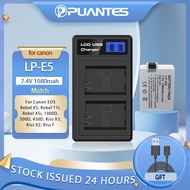 PUANTES LP-E5/E5 battery+dual slot LCD USB charger for Canon EOS Rebel XS, Rebel T1i, Rebel XSi, 100